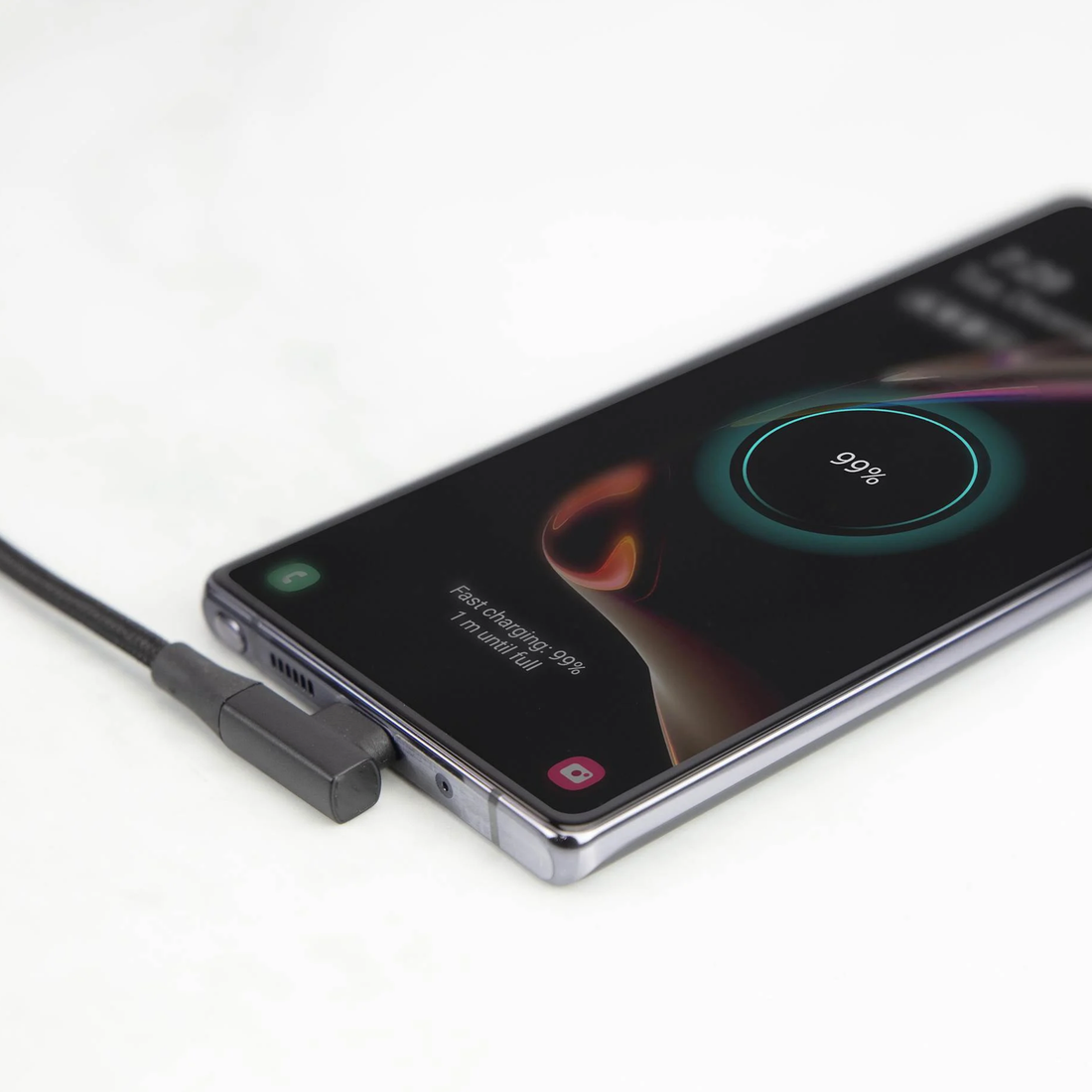 Right-Angle Braided Usb-C To Usb-C Fast Charging & Data Sync Cord, Low-Strain Elbow Connector Cable For Mobile Tablets And Smartphones