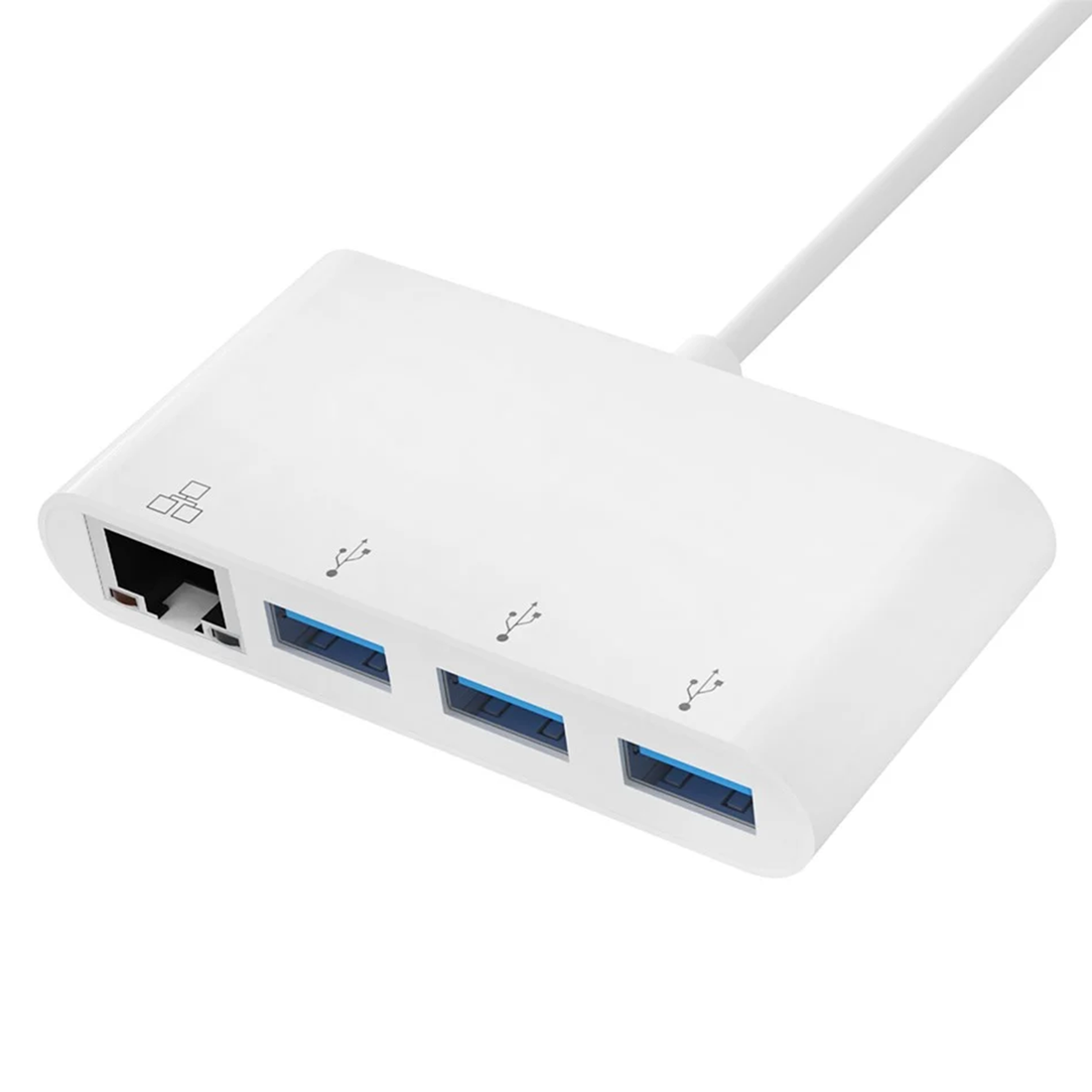 Four-In-One Usb-C Multiport Network Expansion Hub, Portable Gigabit Lan Adapter With Triple Superspeed Usb 3.0 Data Ports