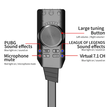 Virtual 7.1 Surround Usb External Gaming Sound Card Adapter, Multi-Jack Plug-And-Play 3.5Mm Audio Converter For Desktop And Notebook Computers