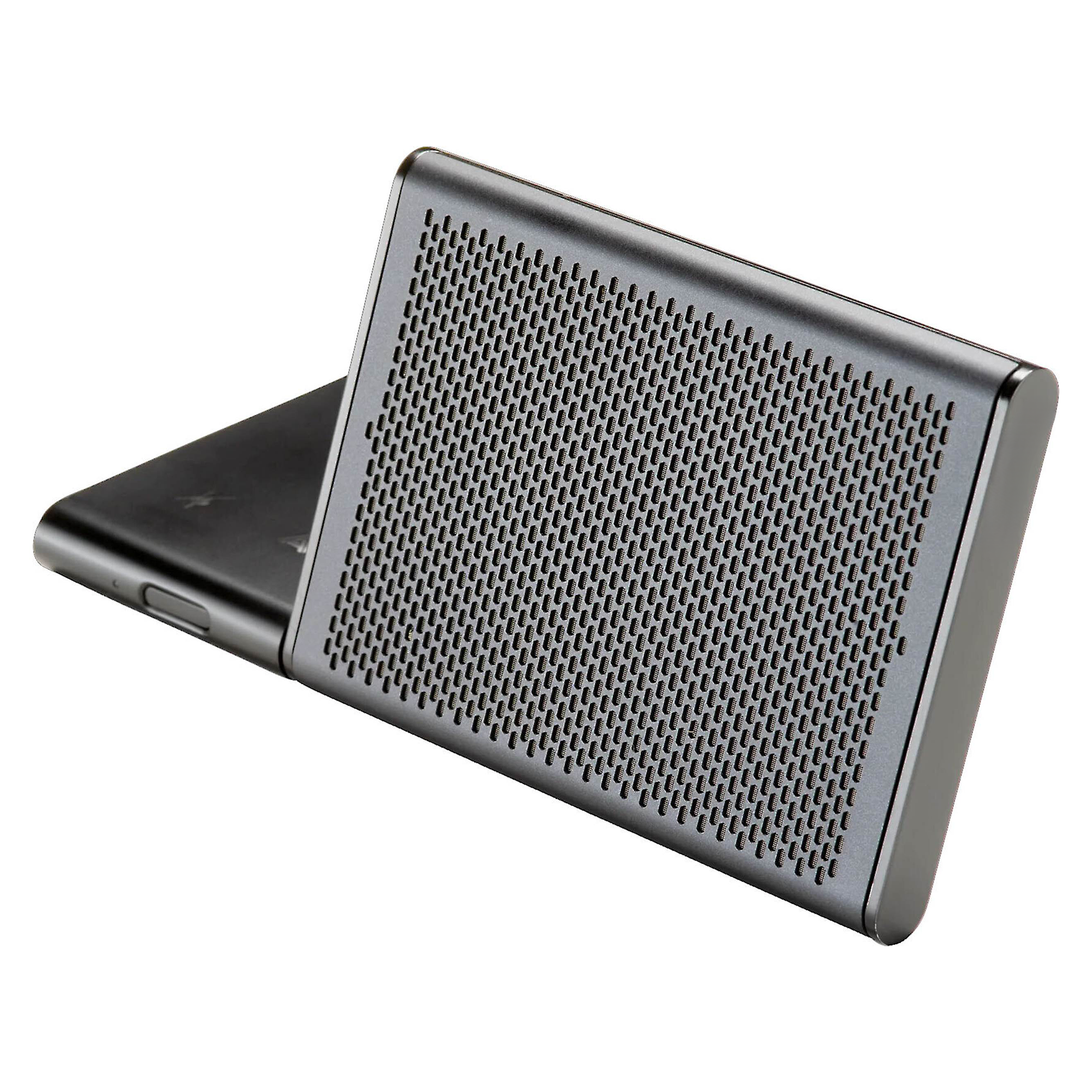 Mini Foldable Wireless Conference Speakerphone, Dual Mic Portable Voice Call Audio Unit With Intelligent Noise Suppression And Boosted Sound Mode