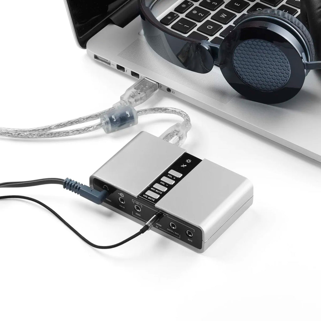 7.1 Channel Usb 2.0 External Digital-Analog Audio Adapter, Multi-Jack Surround Sound Sound Card With Optical Input And Output Ports