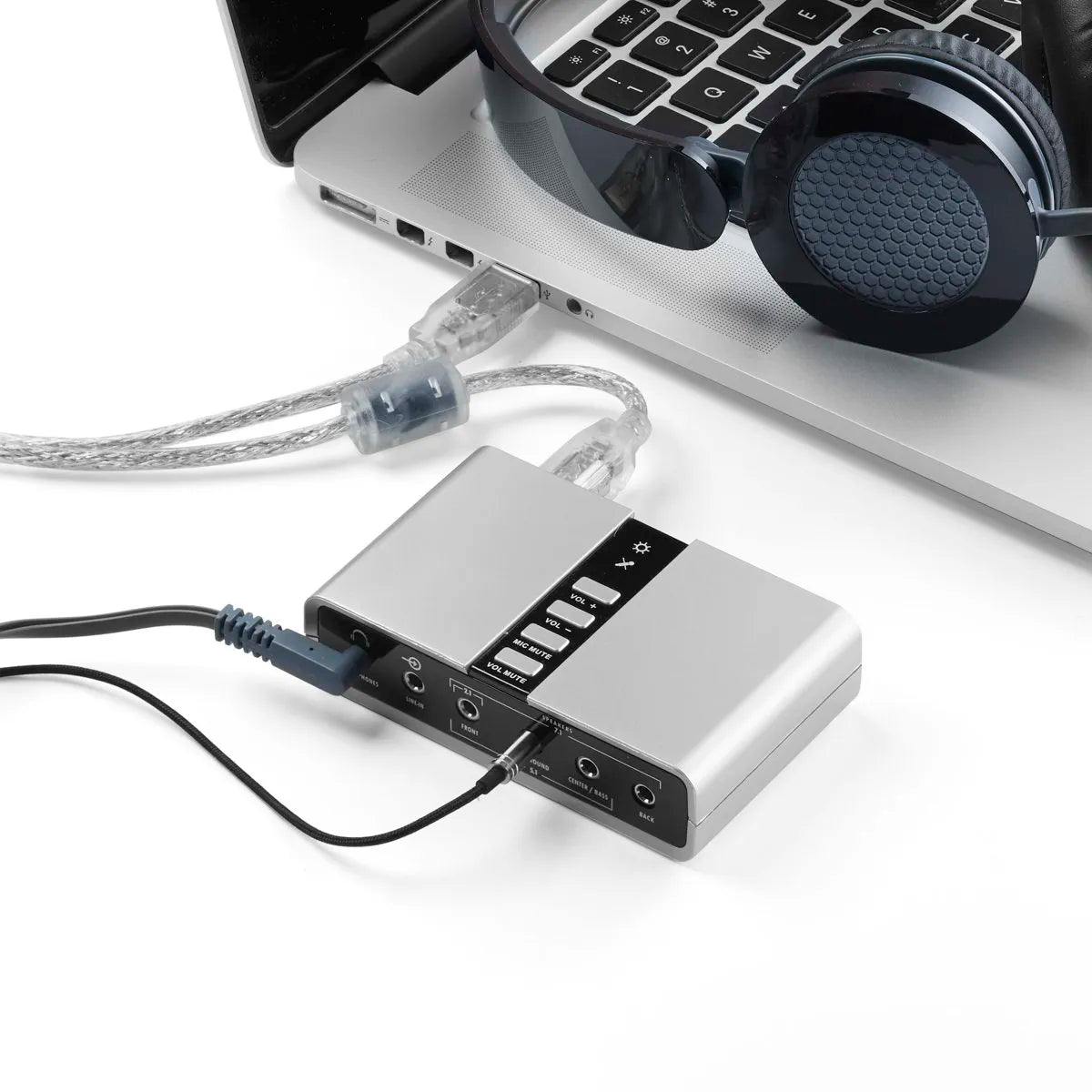 7.1 Channel Usb 2.0 External Digital-Analog Audio Adapter, Multi-Jack Surround Sound Sound Card With Optical Input And Output Ports