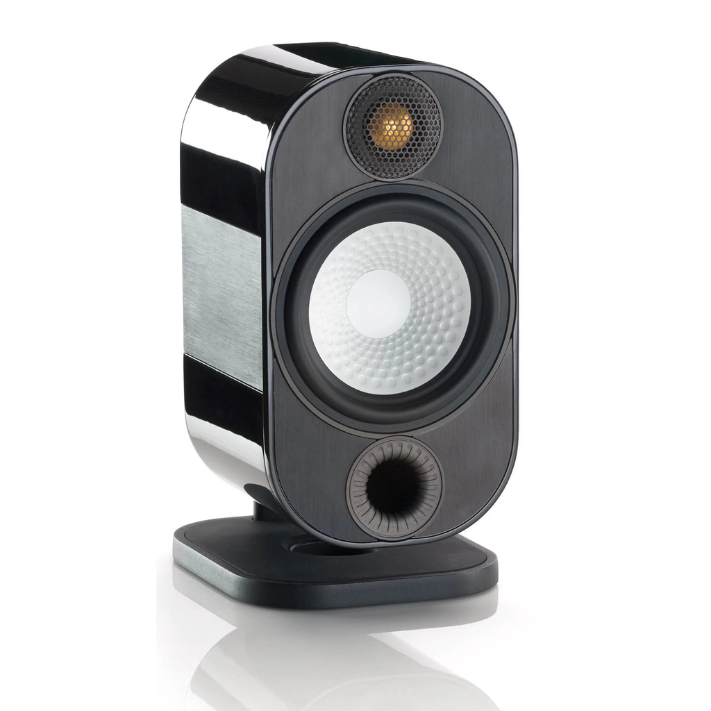 Gloss Metallic Compact Two-Way Bookshelf Loudspeaker, Multi-Mount High Fidelity Surround Sound Monitor With Ported Bass Architecture
