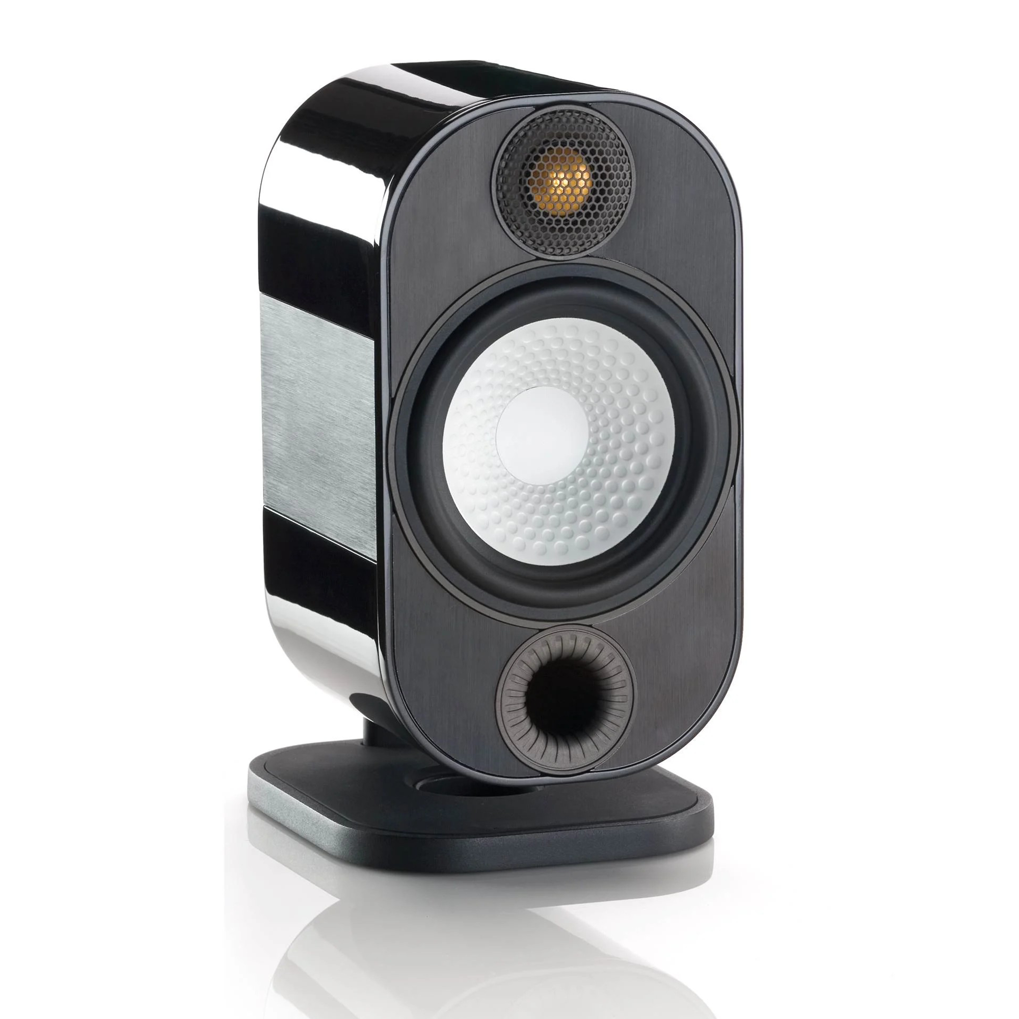 Gloss Metallic Compact Two-Way Bookshelf Loudspeaker, Multi-Mount High Fidelity Surround Sound Monitor With Ported Bass Architecture