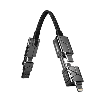 Usb 4 Six-In-1 Multi-Tip Portable Keychain Charge Cable, Rotatable Multi-Format Data And Video Transmission Cord With Display Output Function