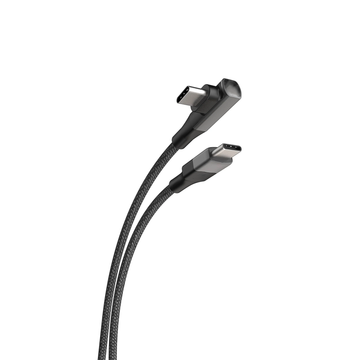 Right-Angle Braided Usb-C To Usb-C Fast Charging & Data Sync Cord, Low-Strain Elbow Connector Cable For Mobile Tablets And Smartphones