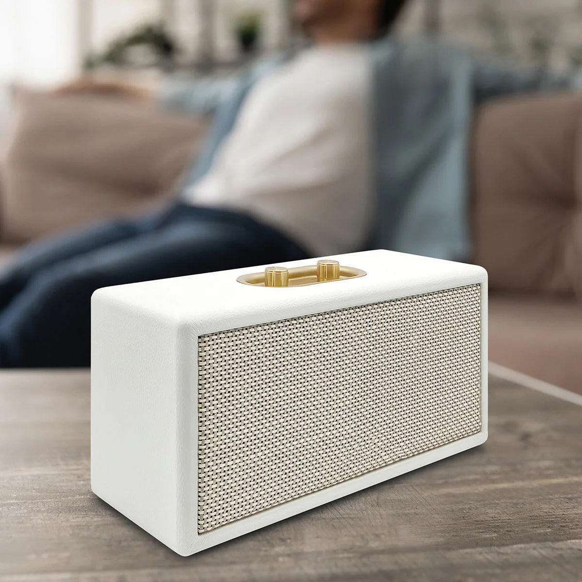 Vintage Rectangular Multi-Function Wireless Audio Speaker, Tabletop Retro Bluetooth Sound Box With Multiple Playback Modes And Mic Input