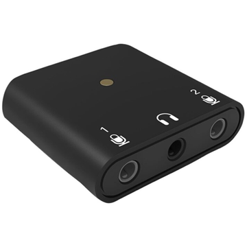 Ultra Compact Dual-Channel Portable Usb Recording Audio Interface, Dual 3.5Mm Auto-Sensing Mic Input Sound Adapter For Mobile Devices And Laptops