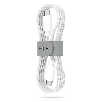 1 Meter Knit Fabric Usb-C To Usb-C Pd Fast Charging Cord, Eco-Friendly Data Cable With Built-In Storage Organizer Strap